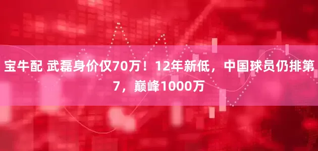 宝牛配 武磊身价仅70万！12年新低，中国球员仍排第7，巅峰1000万