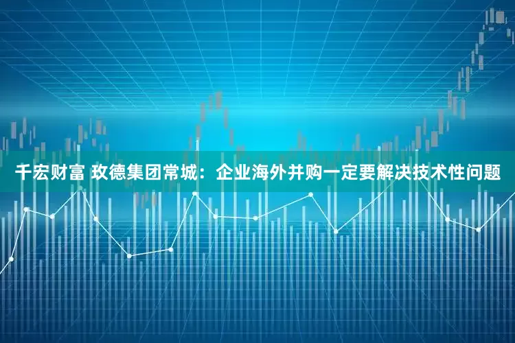 千宏财富 玫德集团常城：企业海外并购一定要解决技术性问题
